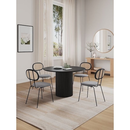 Manhattan Comfort Round Dining Set of 5, 47.24 in L, American Solid Ash Wood, Black 4-DT03DCCA06-GY